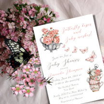 Elegant  Rosa Butterfly Kiss Blommigt Tea Party