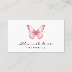 Elegant Rosa Butterfly-skript Visitkort