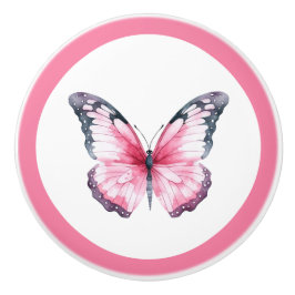 Elegant Rosa Butterfly Söt Girl Girl Girl Girl Gir Knopp