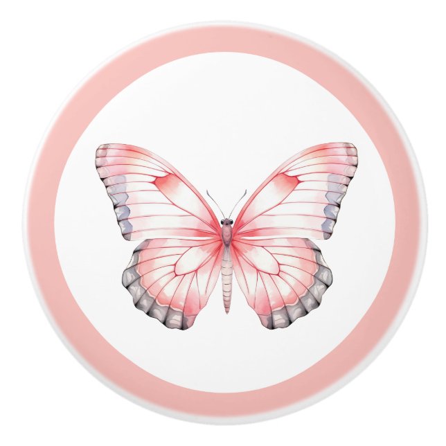 Elegant Rosa Butterfly Söt Girl Girl Girl Girl Gir Knopp (Framsidan)