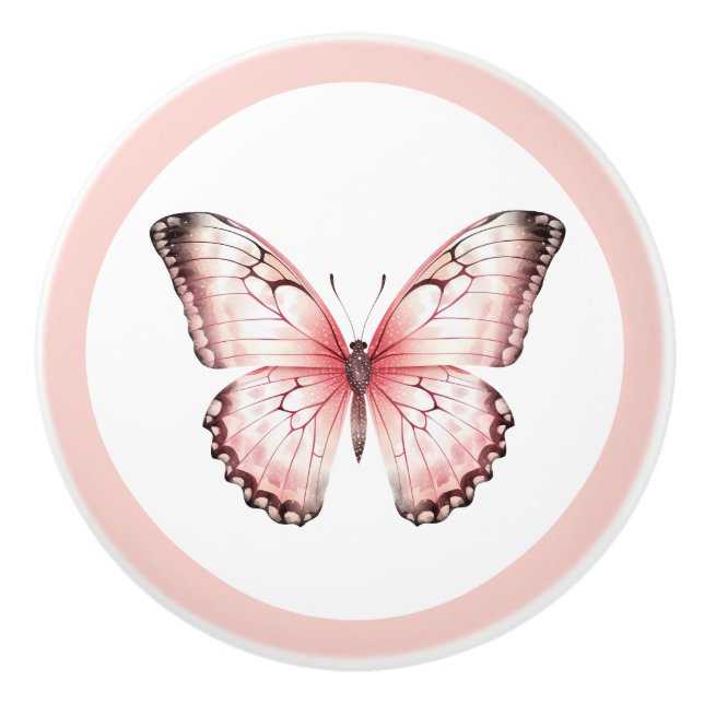 Elegant Rosa Butterfly Söt Girl Girl Girl Girl Gir Knopp (Framsidan)