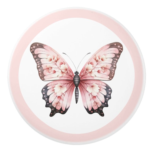 Elegant Rosa Butterfly Söt Girl Girl Girl Girl Gir Knopp (Framsidan)