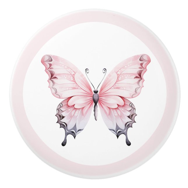 Elegant Rosa Butterfly Söt Girl Girl Girl Girl Gir Knopp (Framsidan)