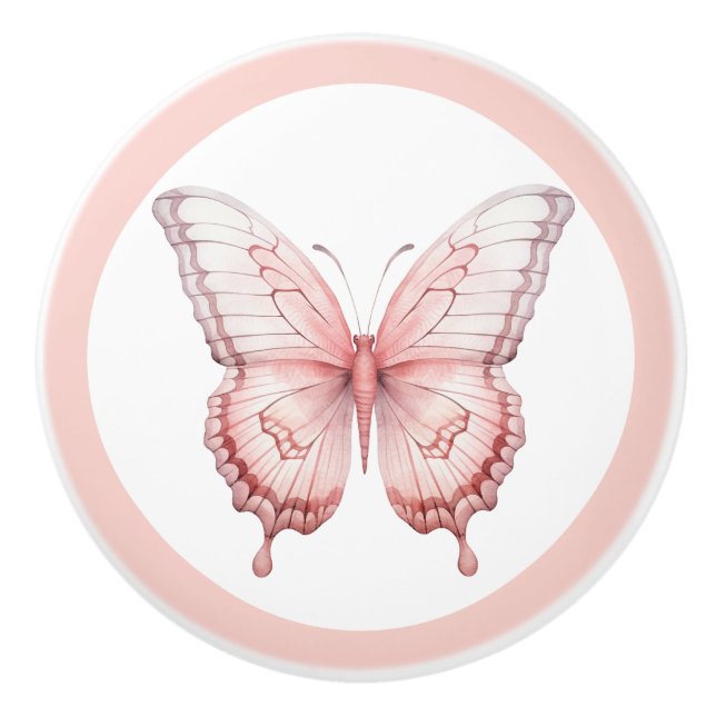 Elegant Rosa Butterfly Söt Girl Girl Girl Girl Gir Knopp (Framsidan)