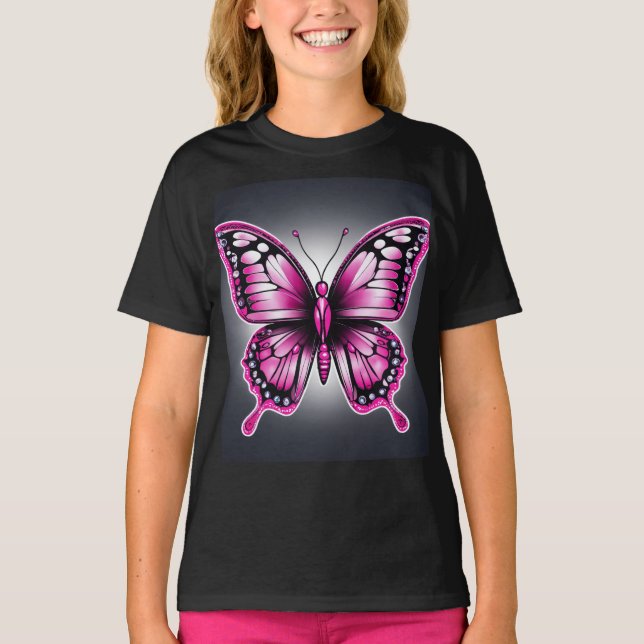Elegant Rosa Butterfly T-Shirt" T Shirt (Framsida)