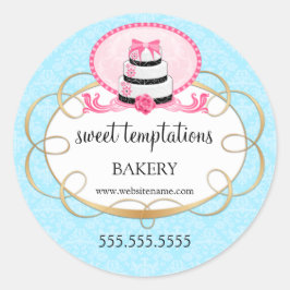 Elegant Rosa Cake Bakery Packaging Runt Klistermärke