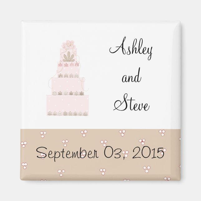Elegant Rosa Cake Save Date (Spara datum) Magnet (Framsidan)