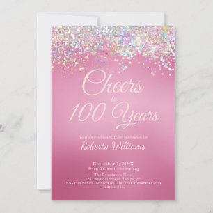 Elegant Rosa Calligraphy 100:e födelsedagsinbjudan Inbjudningar