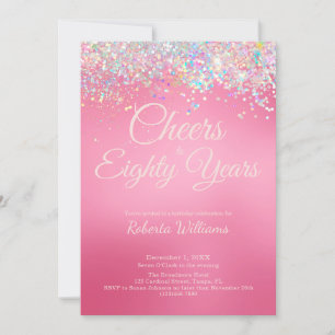 Elegant Rosa Calligraphy 80 Birthday Call Inbjudningar