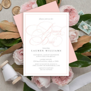 Elegant Rosa Calligraphy Forme Brunch with Bride Inbjudningar