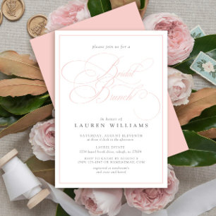 Elegant Rosa Calligraphy Forme Möhippa Brunch Inbjudningar
