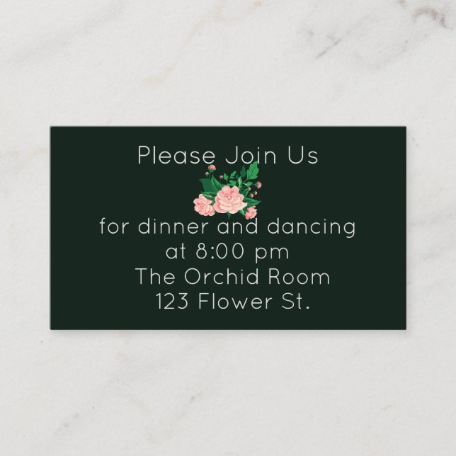 Elegant Rosa Camellia Reception Tilläggskort (Framsida)