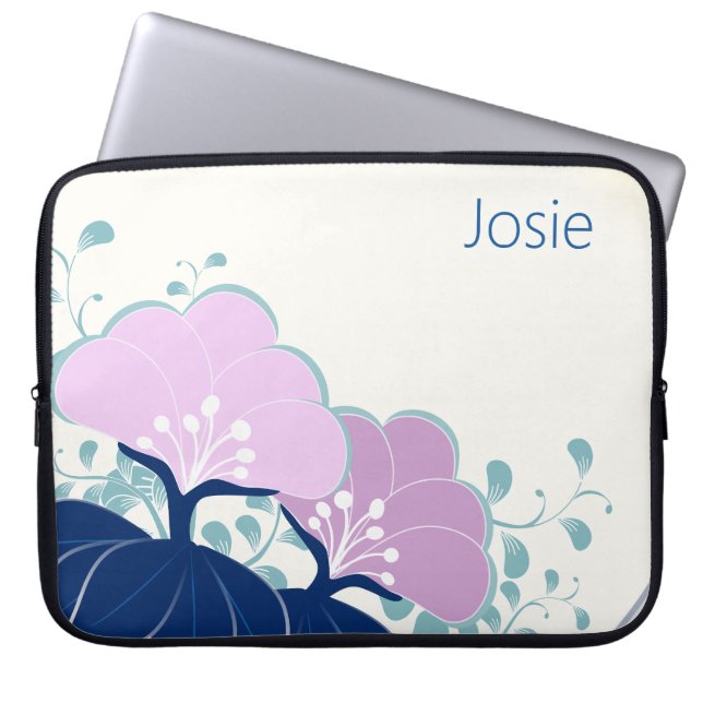 Elegant Rosa Camellias Add Namn Laptop Fodral (Framsidan)