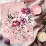 Elegant Rosa Carnations 40:e födelsedag Party Inbjudningar<br><div class="desc">Utformningen av blommigten "40:e födelsedagen Party" för rosa,  mauve och burgundsjuka med en öppen blommigt av vitfrostade nejlikor.</div>