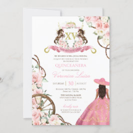 Elegant Rosa Charro Quinceanera-inbjudan till Blom Inbjudningar