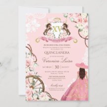 Elegant Rosa Charro Quinceanera-inbjudan till Blom