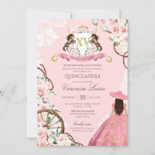 Elegant Rosa Charro Quinceanera-inbjudan till Blom Inbjudningar