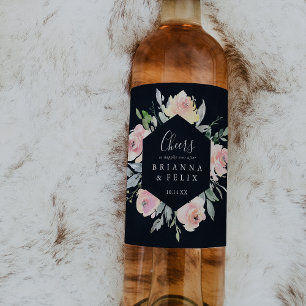 Elegant Rosa  Cheers Bröllop Vin-etiketter Vinflaska Etikett
