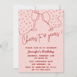 Elegant Rosa Cheers Champagne 41:a födelsedag Inbjudningar