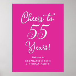 Elegant Rosa Cheers till 55 år 55:e födelsedagen Poster