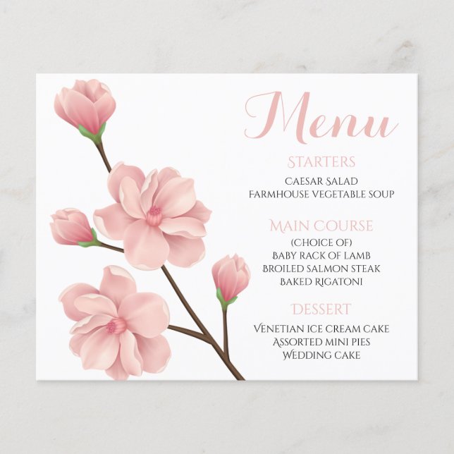 Elegant Rosa Cherry Blommar Blommigt Bröllop Möhip (Framsida)