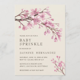Elegant Rosa Cherry Blommar Girl Girl Baby Sprinkl Inbjudningar