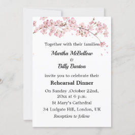Elegant Rosa Cherry Blommar Rehearsal Dinner Inbjudningar