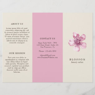 Elegant Rosa Cherry Blommar Salon Trifold Brochure