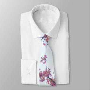 Elegant Rosa Cherry Blommar Vår Hanami Blue Slips