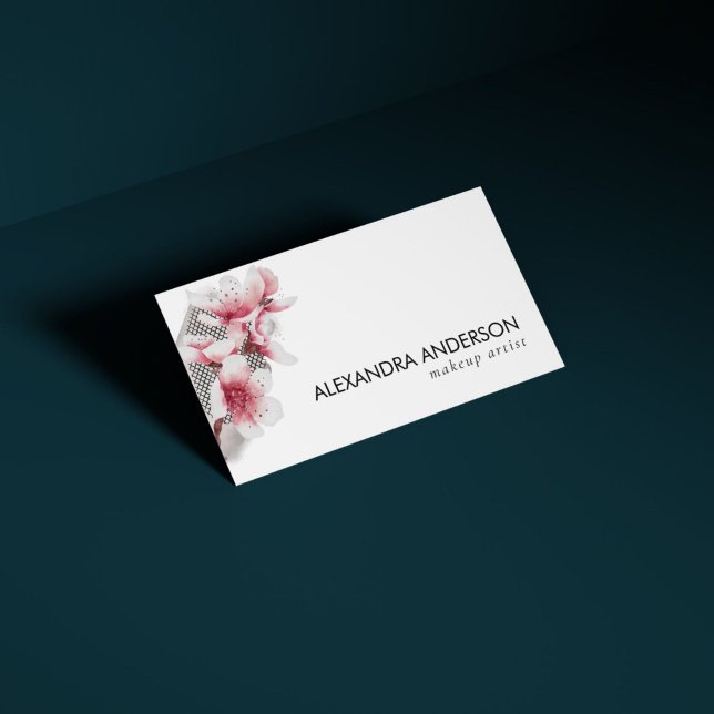 Elegant Rosa Cherry Blommars Modern minimal Visitkort (Elegant Pink Cherry Blossoms Modern Minimal Business Card)