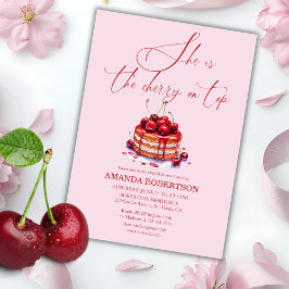 Elegant Rosa Cherry på översta Möhippan Inbjudningar