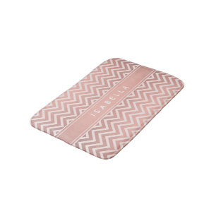 Elegant Rosa Chevron Mönster Girly Faux Ro Guld Badrumsmatta