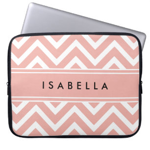 Elegant Rosa Chevron Mönster Girly Faux Ro Guld Laptop Fodral