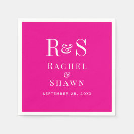 Elegant Rosa Chic Modern Monogram Bröllop Pappersservett
