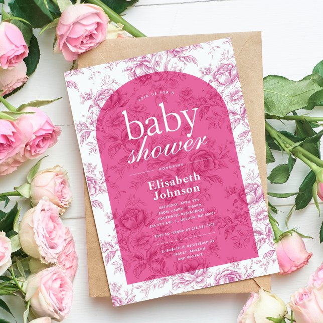 Elegant Rosa Chinoiserie Baby Shower Inbjudningar (Skapare uppladdad)
