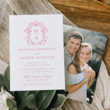 Elegant Rosa Chinoiserie Blommigt Photo Bröllop