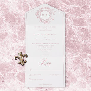 Elegant Rosa Chinoiserie Fågel Kam Wedding