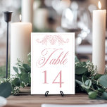 Elegant Rosa Chinoiserie Fågel Kam Wedding Bordsnummer<br><div class="desc">Förhöj din speciella dag med vårt eleganta, vintage Barock-inspirerade bröllopsbord nummerkort, ett mästerverk av tidlös elegans. Med en delikat fransk dammig rosa kant och ett delikat linjekonst filigranornament på en felfri vit bakgrund, utstrålar denna design klassisk charm och sofistikering. Dess enkelhet framhäver dess raffinerade detaljer och skapar en design lika...</div>