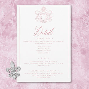 Elegant Rosa Chinoiserie Fågel Kam Wedding Tilläggskort