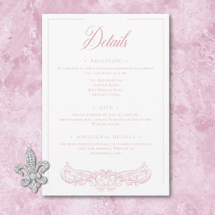 Elegant Rosa Chinoiserie Fågel Kam Wedding Tilläggskort