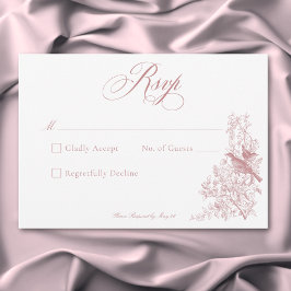 Elegant Rosa Chinoiserie Natur & Fåglar Bröllop OSA Kort