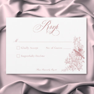 Elegant Rosa Chinoiserie Natur & Fåglar Bröllop OSA Kort