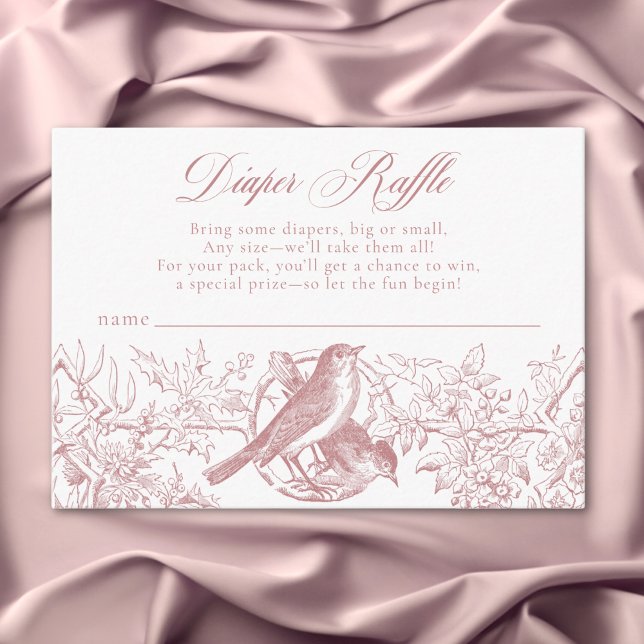 Elegant Rosa Chinoiserie Nature Birds Baby Diaper Tilläggskort (Elegant Pink Chinoiserie Nature Birds Baby Diaper Enclosure Card)