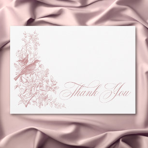 Elegant Rosa Chinoiserie Nature Birds Baby Shower Tack Kort