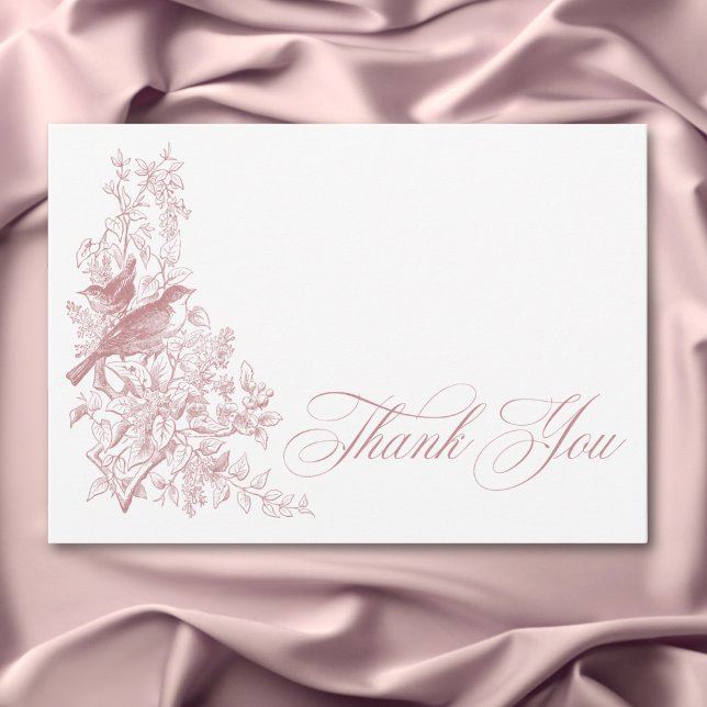 Elegant Rosa Chinoiserie Nature Birds Baby Shower Tack Kort (Elegant Pink Chinoiserie Nature Birds Baby Shower Thank You Card)