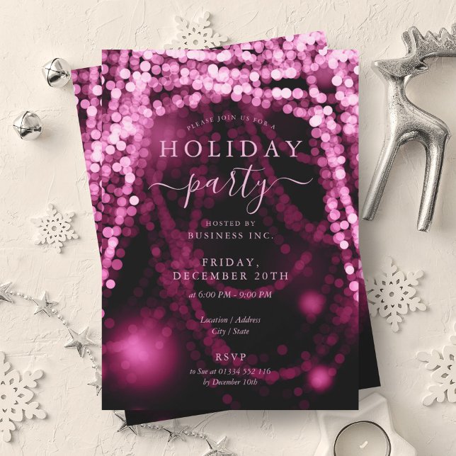 Elegant  Rosa Company Helgdag String Ljus Inbjudningar (Elegant Blush Pink Company Holiday String Lights Invitation)