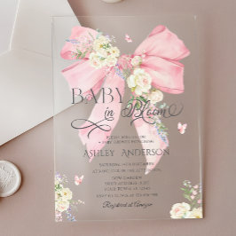 Elegant Rosa Coquette Blommigt Bow Baby Shower