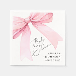 Elegant Rosa Coquette Bow Baby Shower Girl Pappersservett