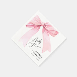 Elegant Rosa Coquette Bow Baby Shower Girl Pappersservett