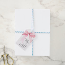Elegant Rosa Coquette Bow Baby Shower Tack Presentetikett